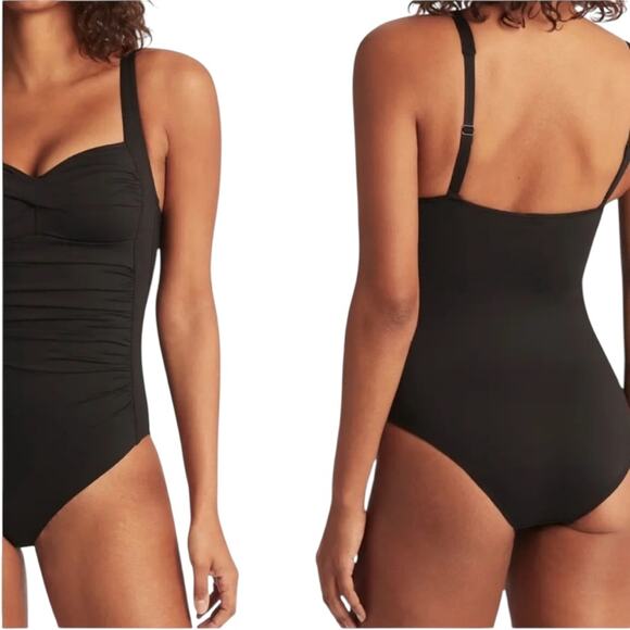 *NWOT Sea Level Twist Front Multifit One Piece Black Swimsuit – Sz 10 - Picture 1 of 7